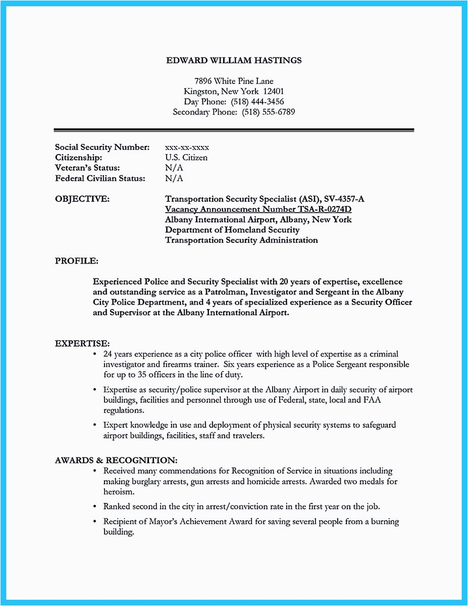 perfect correctional officer resume noticed