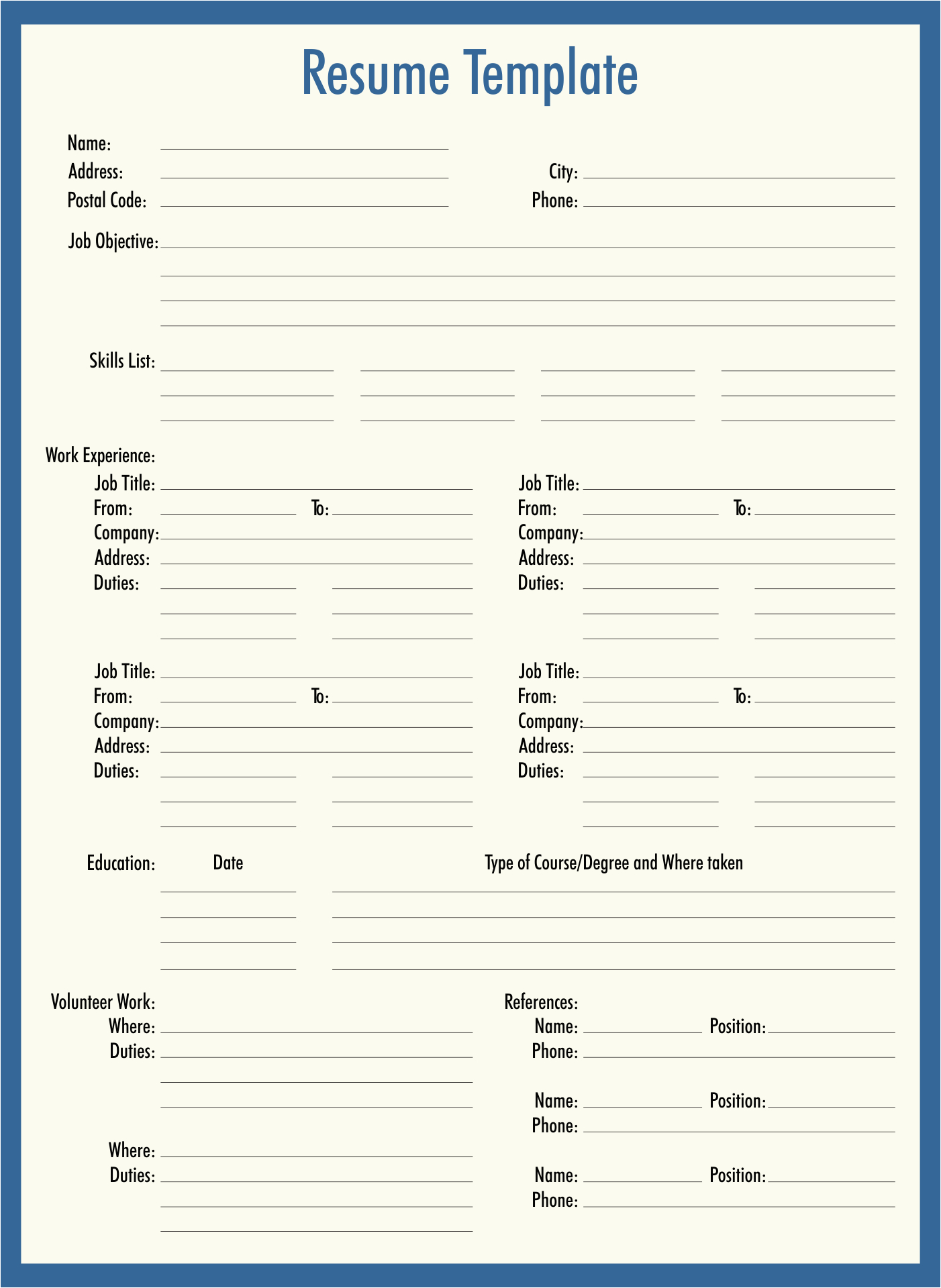 Free Printable Fill In the Blank Resume Templates 10 Best Fill In Blank Printable Resume Printablee