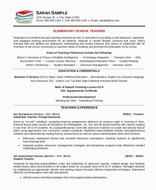 elementary teacher resume