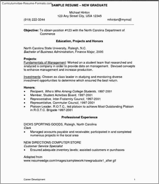 new graduate resume template