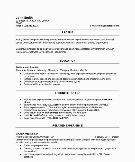 recent graduate resume sample