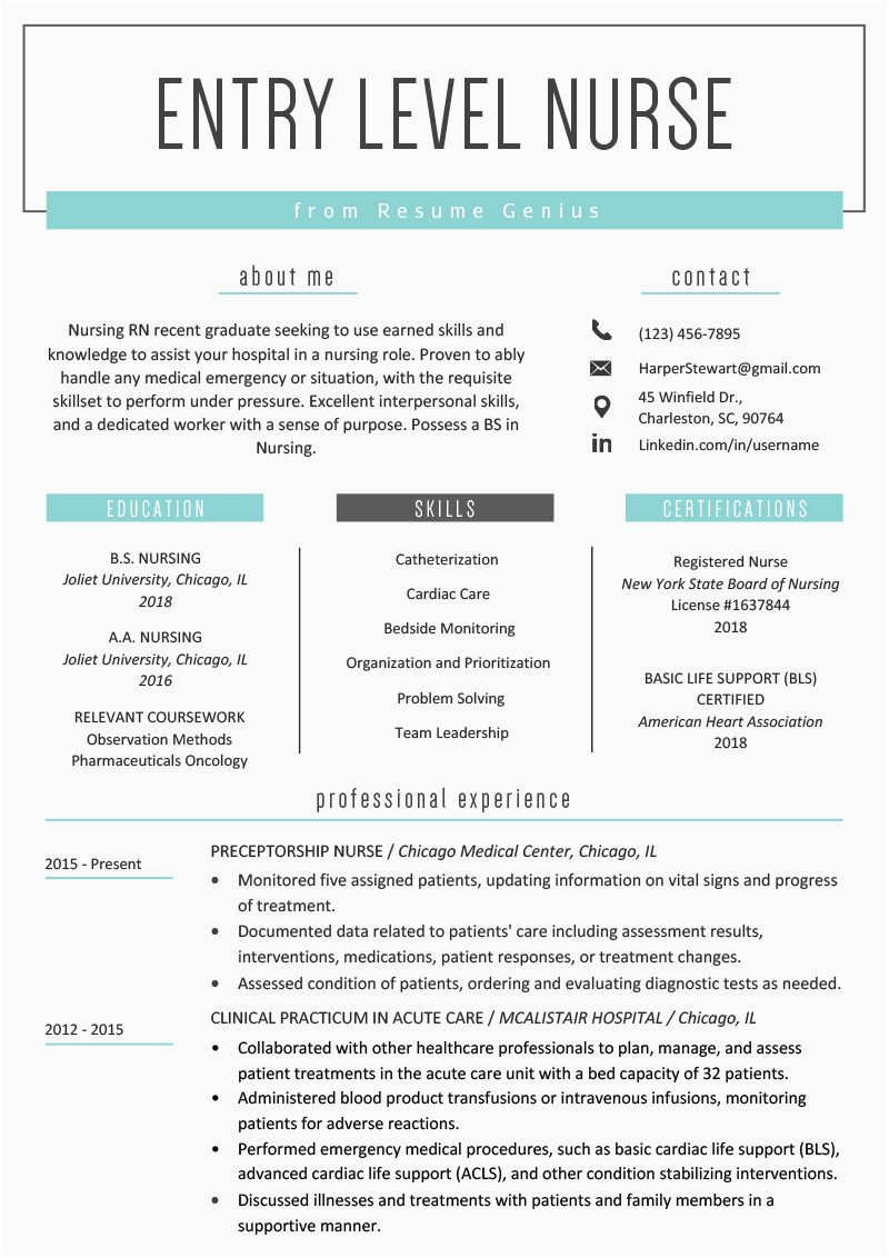 sample graduate nurse resume