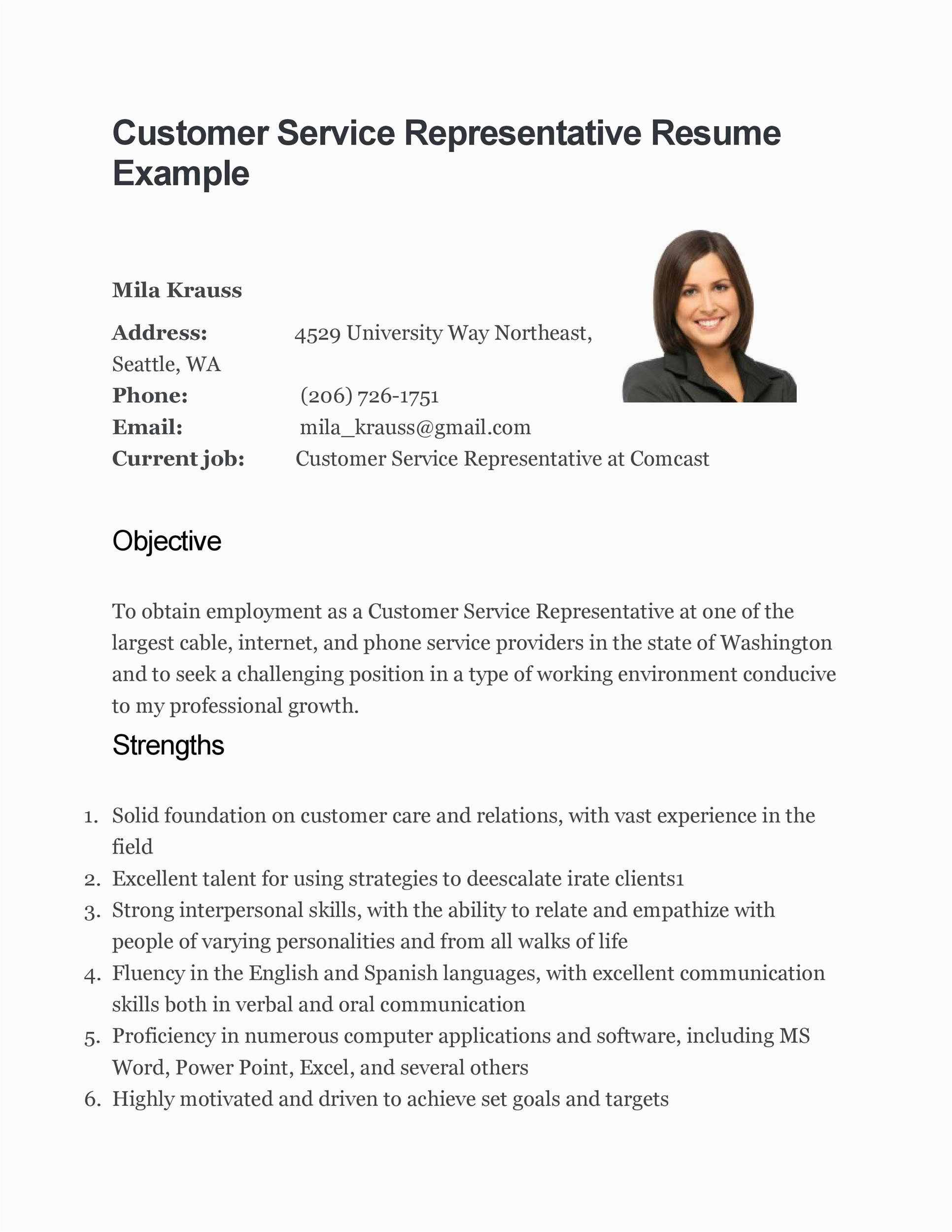 customer service resume