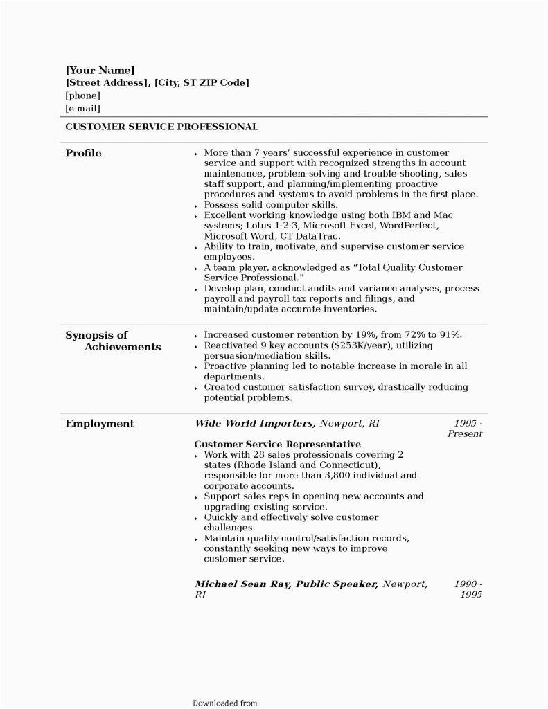 customer service resume template 1