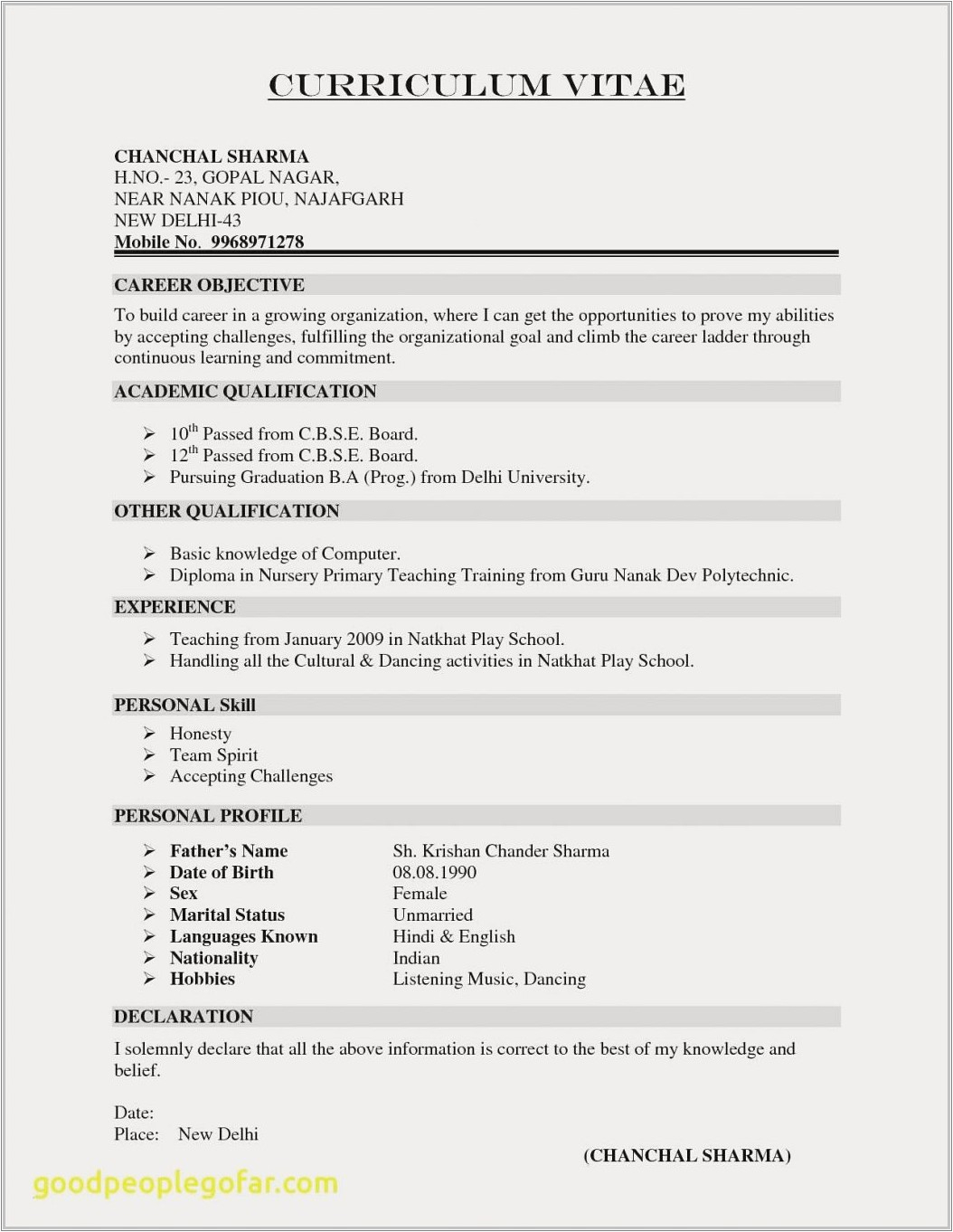 two page resume for graduate freshers b