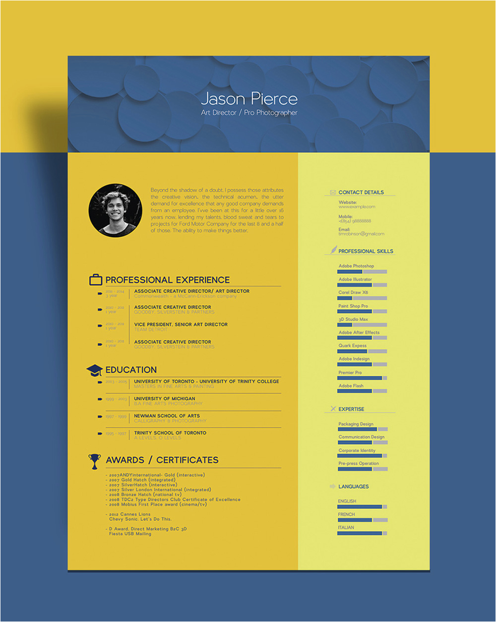 free beautiful resume cv template graphic designer art director