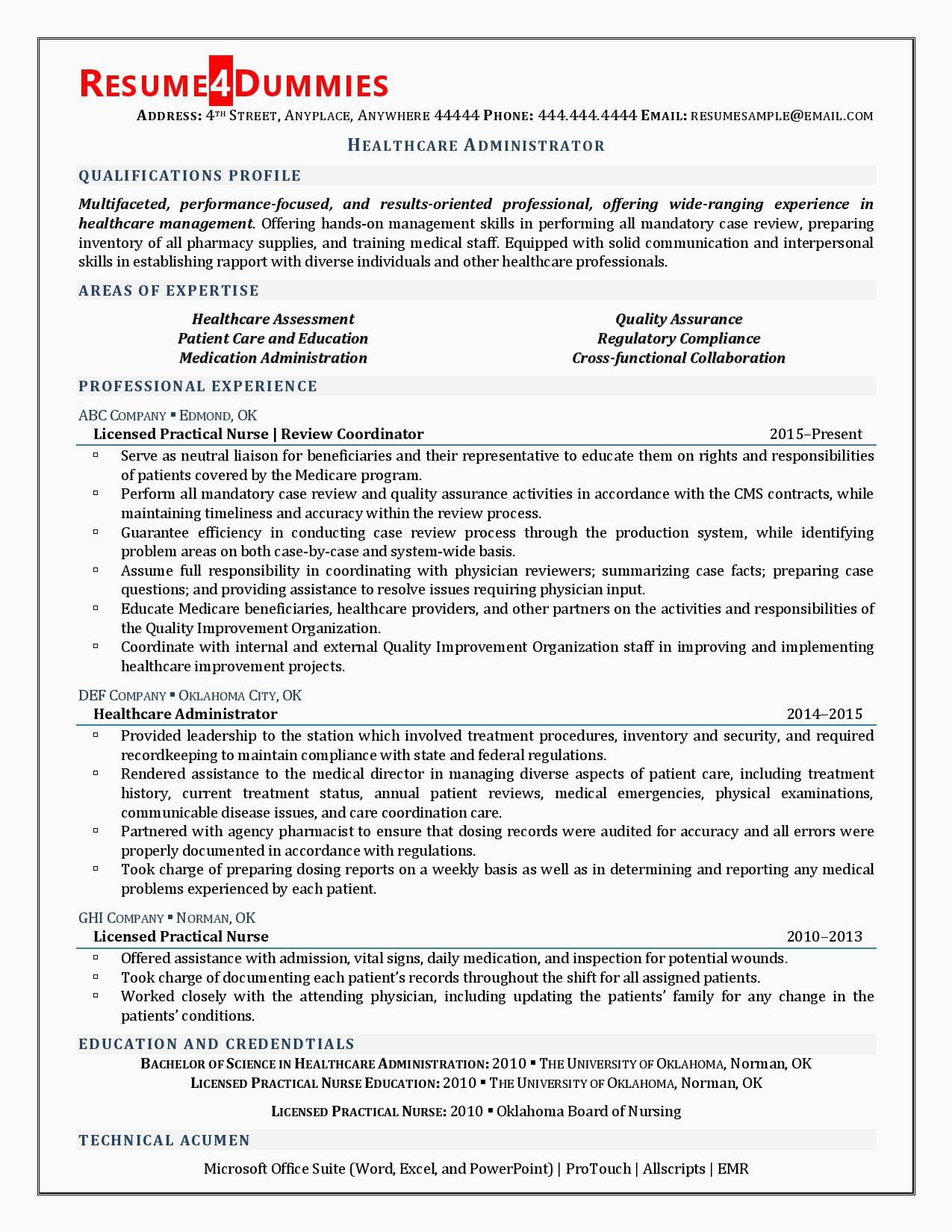 healthcare administrator resume examples 3