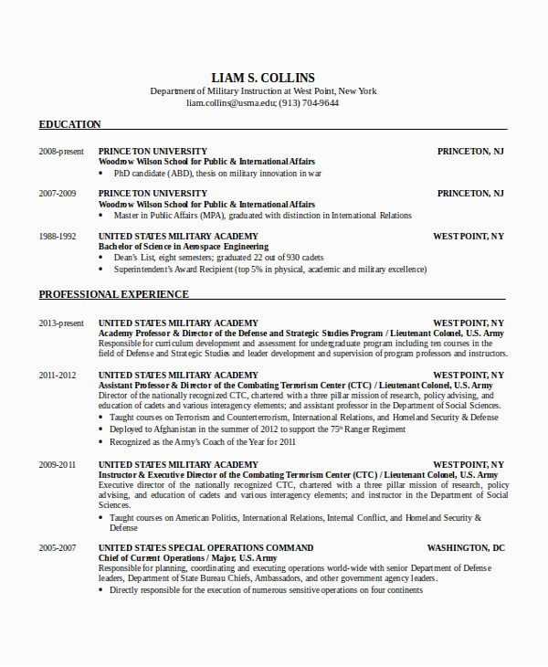 free military to civilian resume