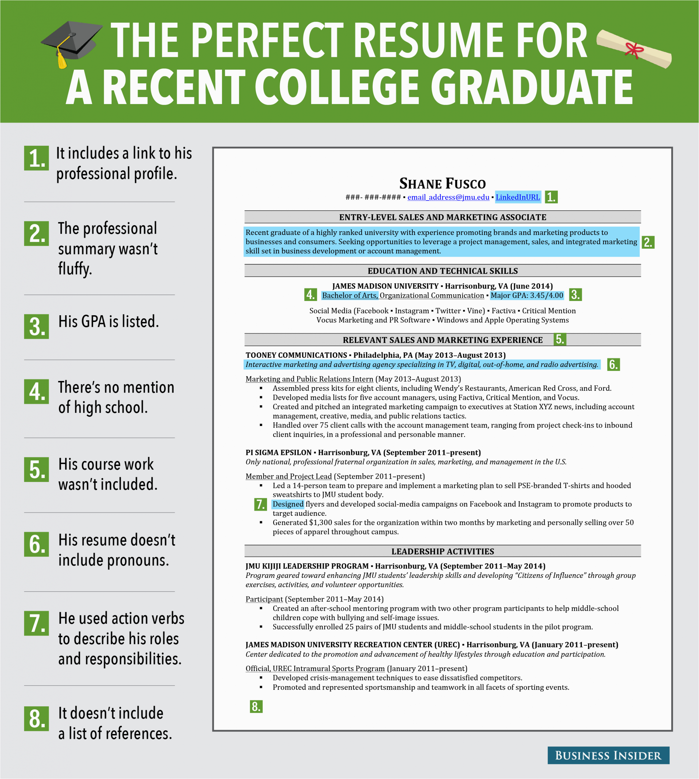excellent resume for recent grad 2014 7