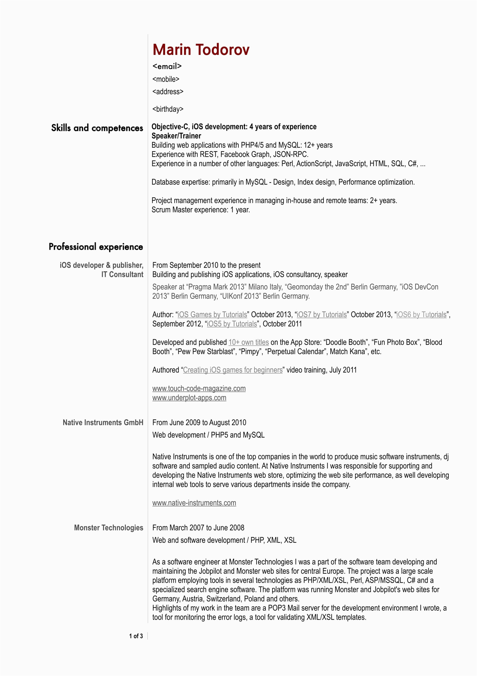 developer software engineer resume templates