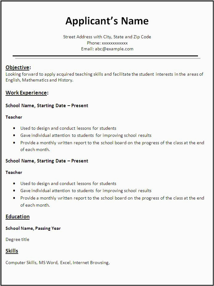 free teacher resume template