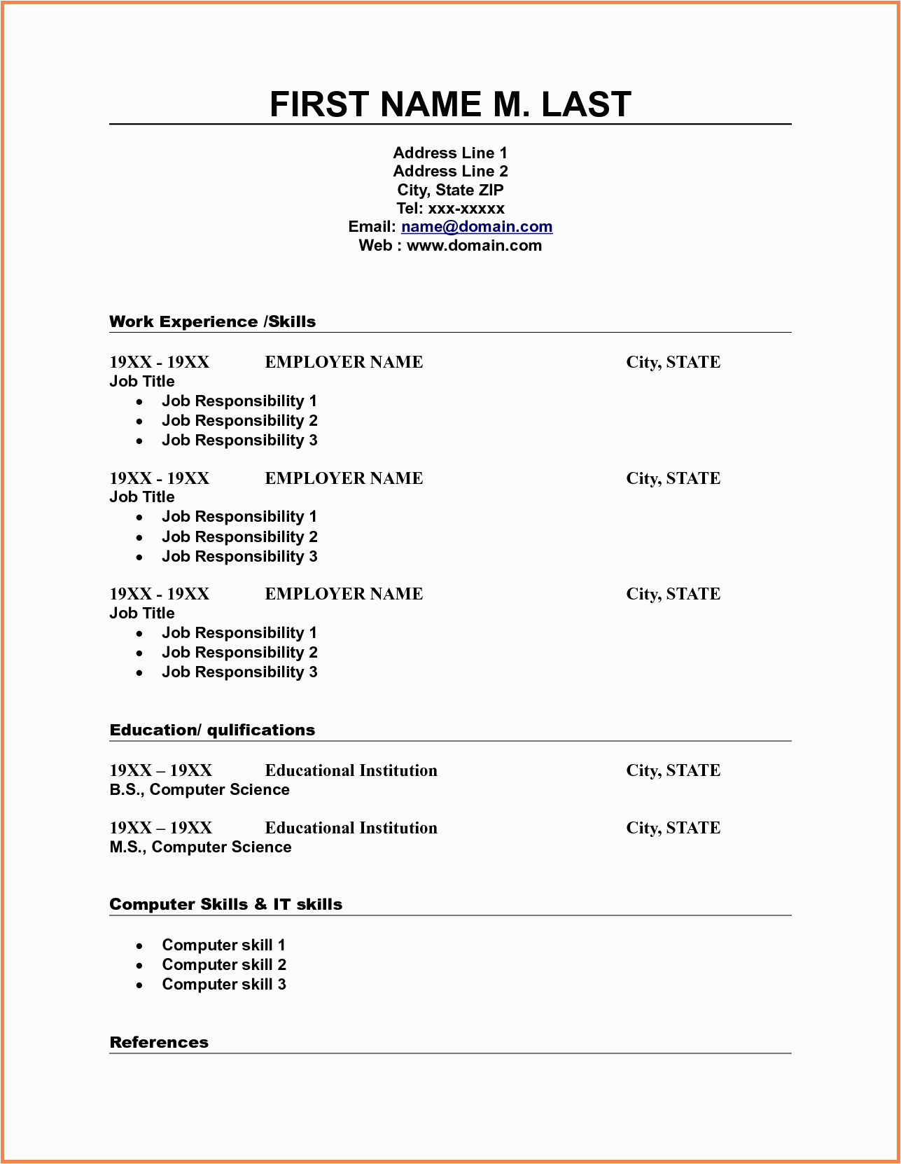 free printable resume templates