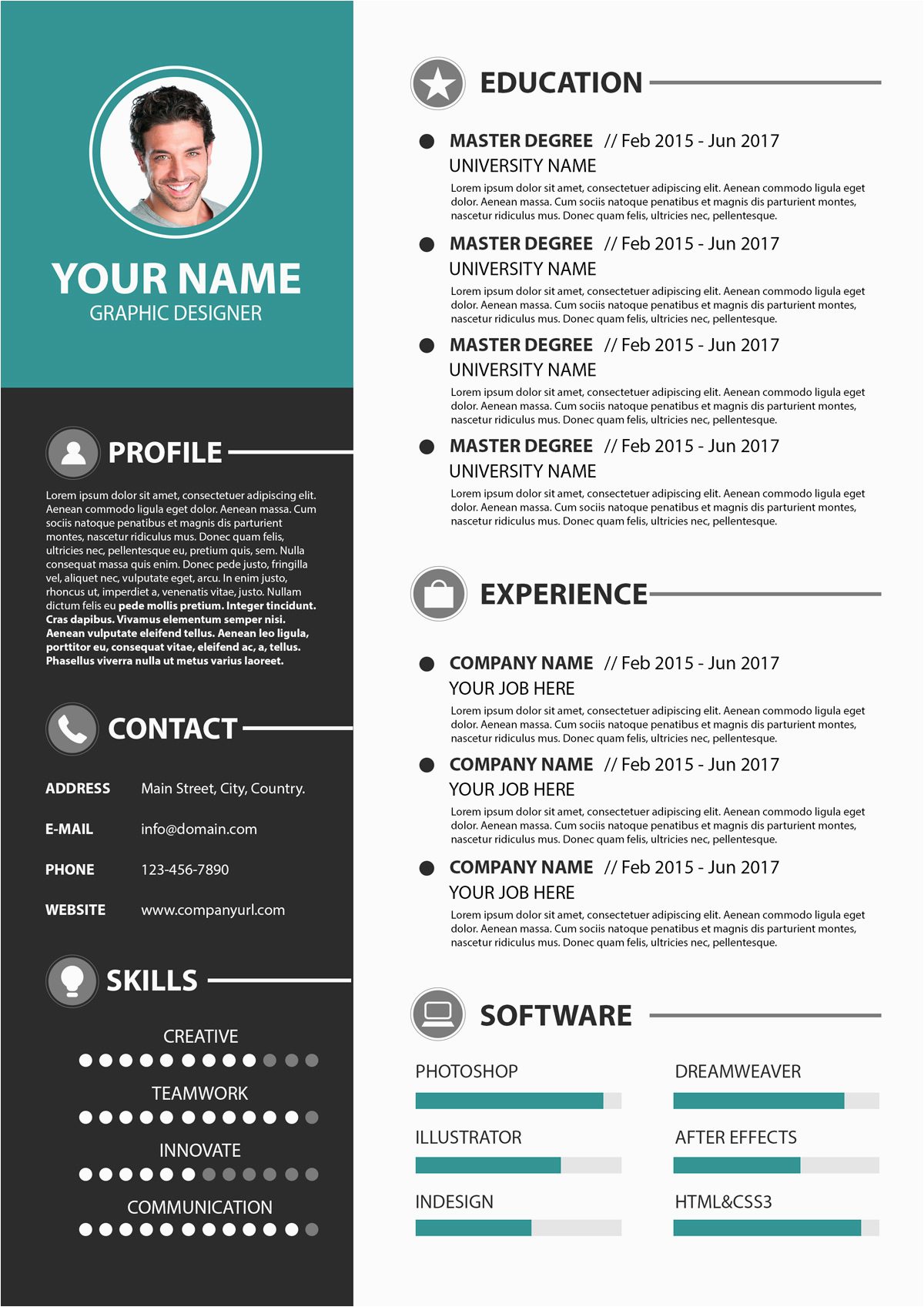 modern simple resume template psd