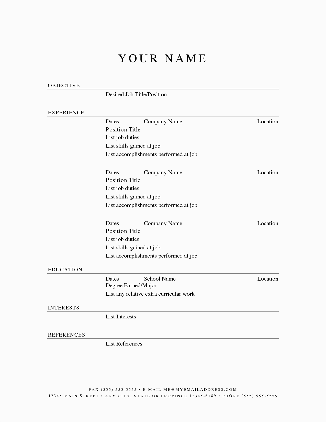 free printable fill in the blank resume templates