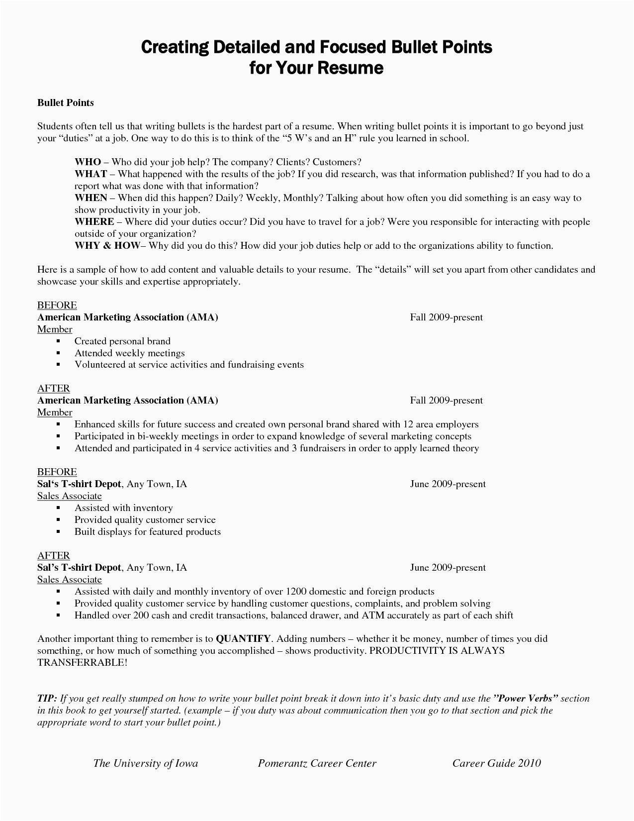 Free Resume Templates with Bullet Points Resume format Bullet Points Resume format