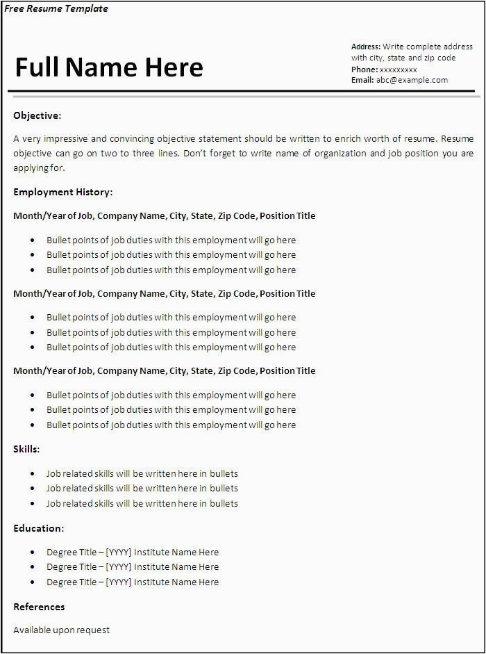 resume template bullet points