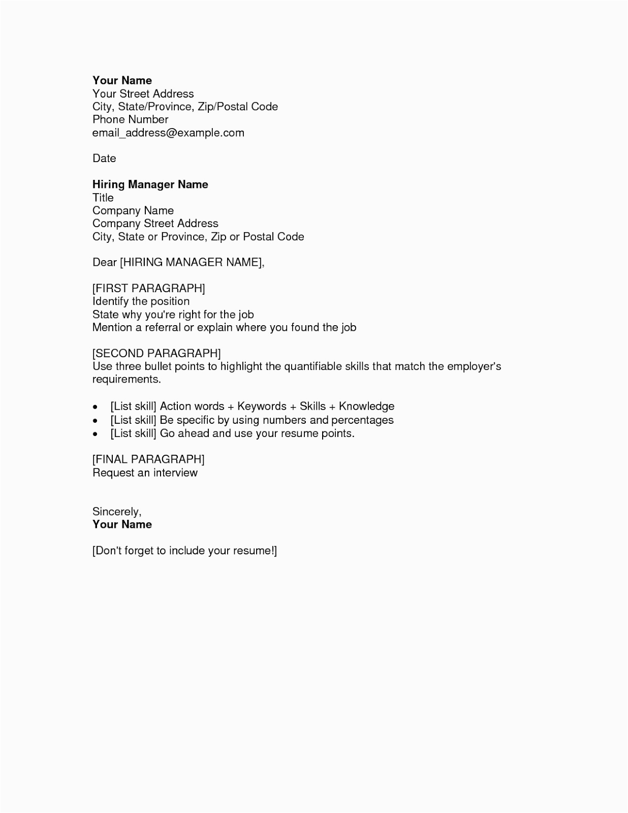 Free Sample Resume Cover Letter Template Free Cover Letter Samples for Resumes