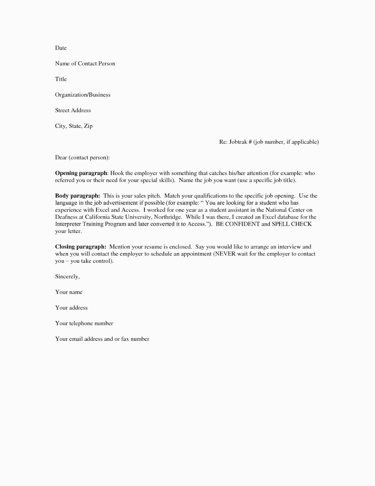 Free Sample Resume Cover Letter Template Free Cover Letter Samples for Resumes