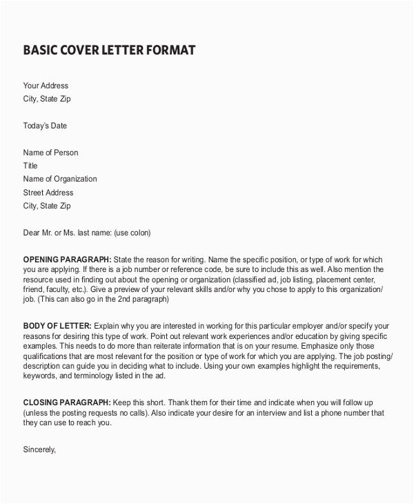 basic cover letter template word doc