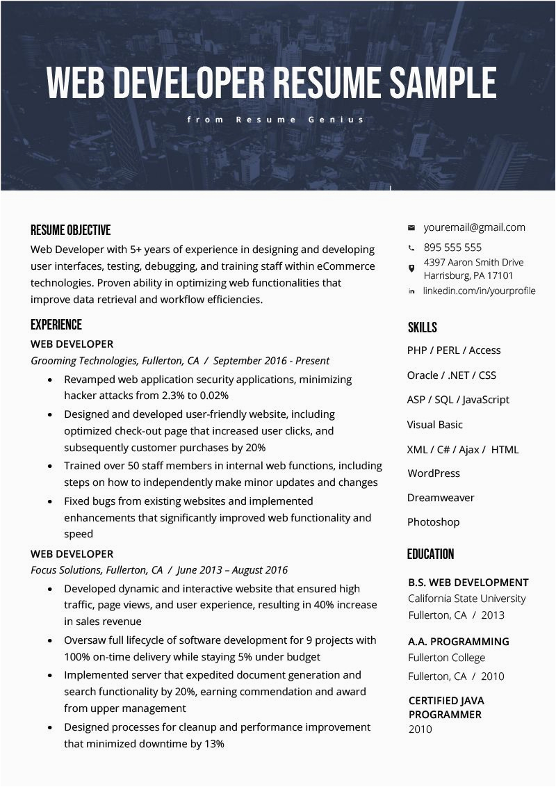 Full Stack Web Developer Resume Template Front End Web Developer Resume Unique Web Developer Resume