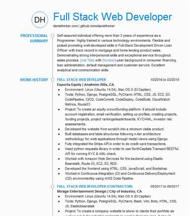 Full Stack Web Developer Resume Template Full Stack Web Developer Resume Example Pany Name