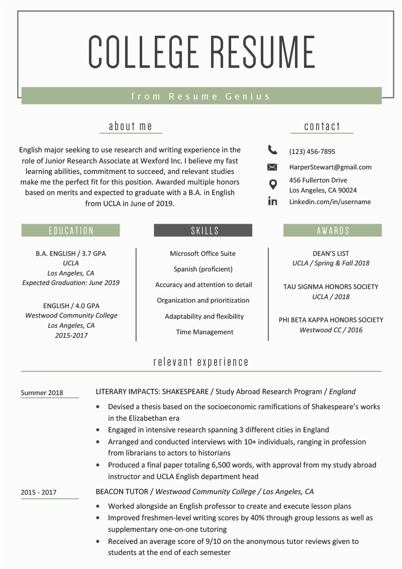 student resume template