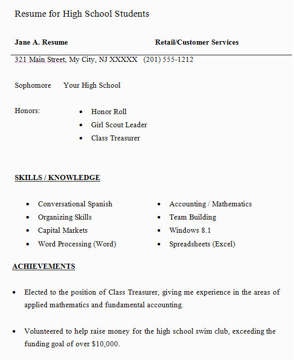 Functional Resume Template for High School Students Free 9 High School Resume Templates In Pdf