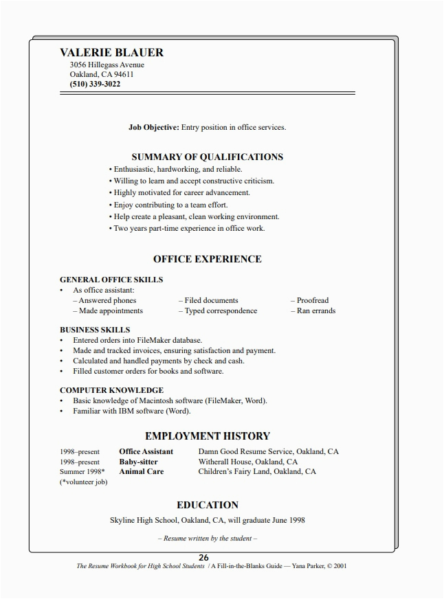 Functional Resume Template for High School Students High School Resume Templates
