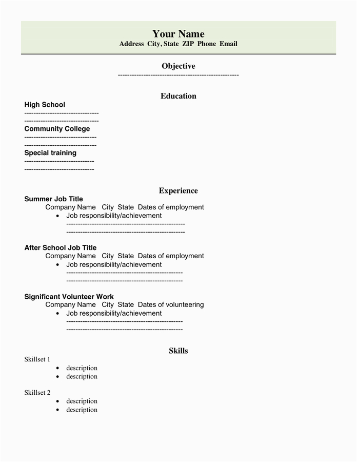 high school student resume word