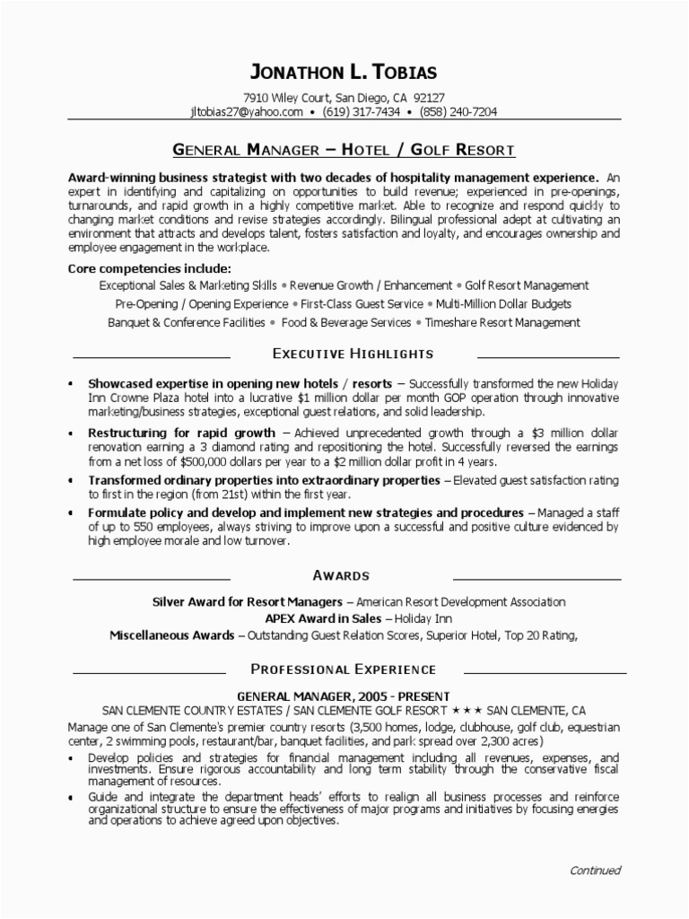 5 Hotel General Manager Resume CPRW
