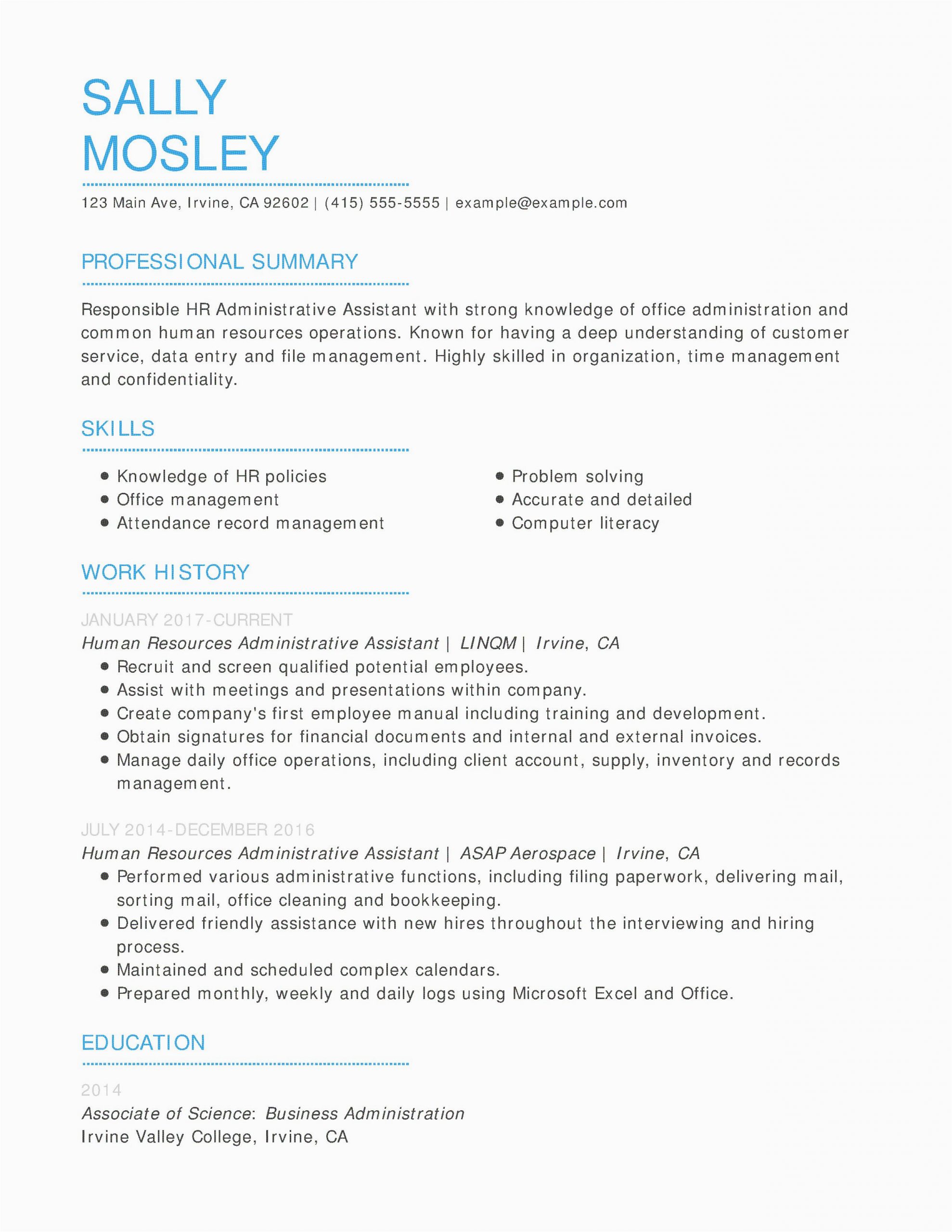 entry level human resource resume