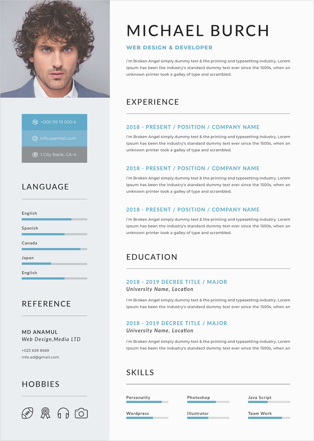free professional resume template doc psd ai format