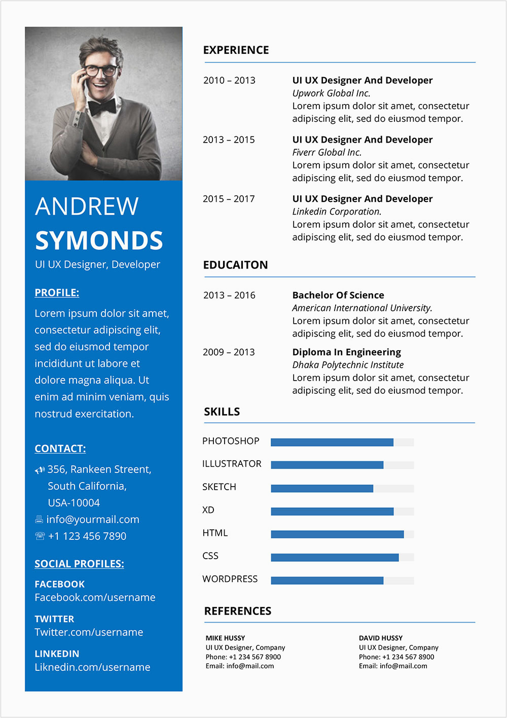 free modern resume template word docx format