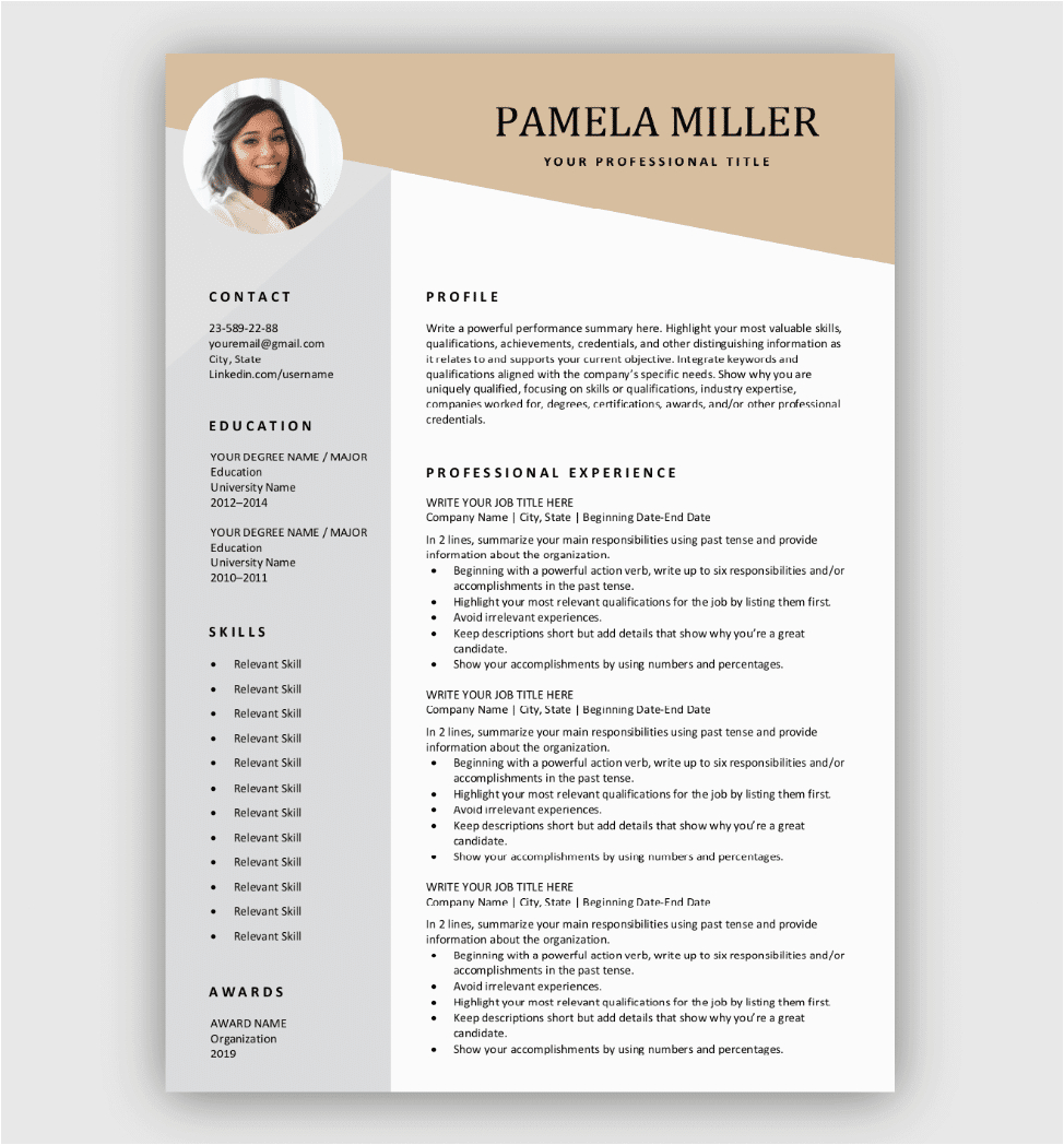 free modern resume gold