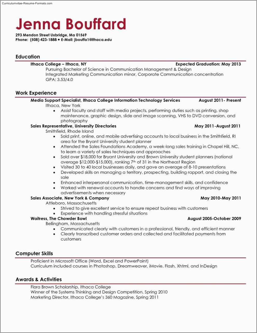 college resume template