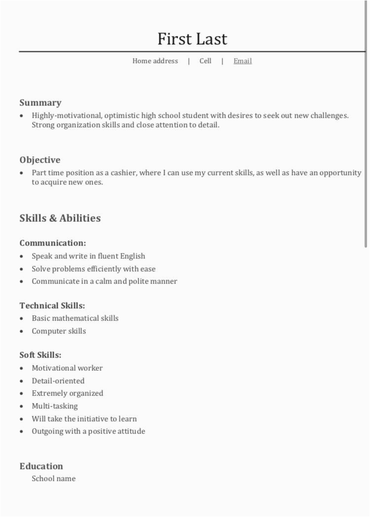 resume for teenager first job high
