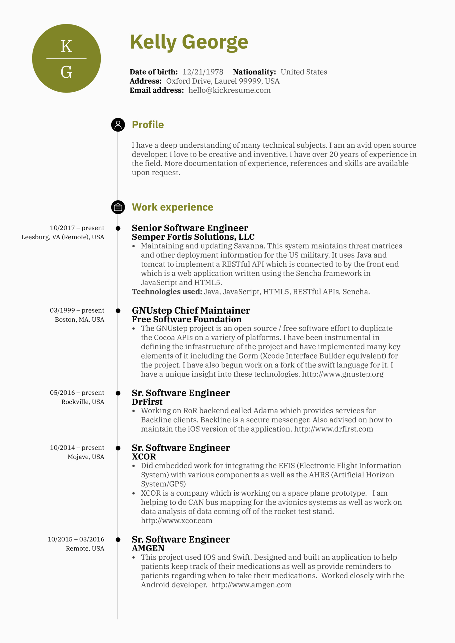 senior software engineer 1 resume sample