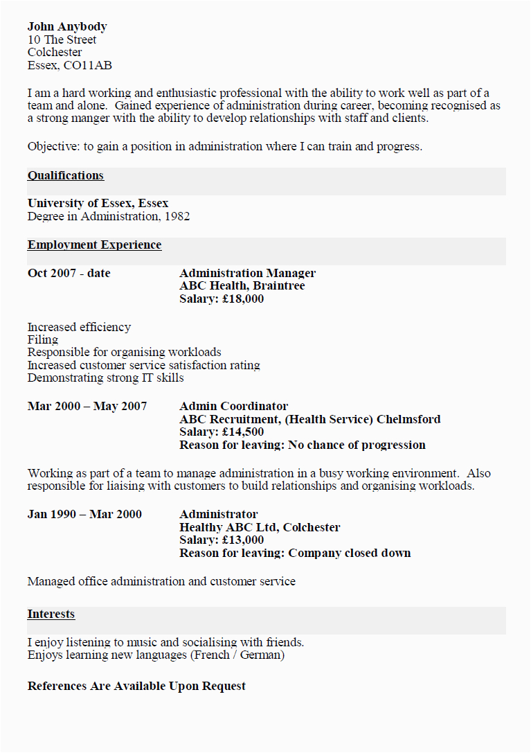 resume template never worked before