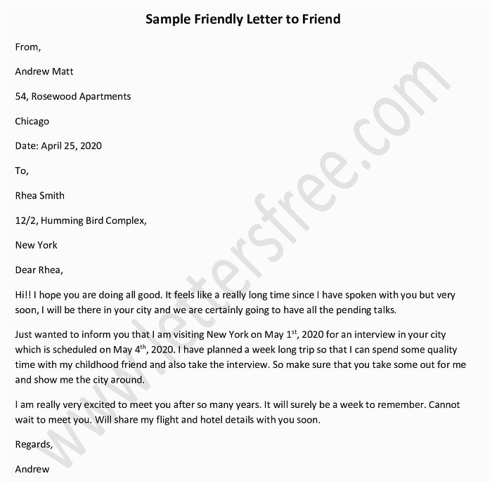 sample letter to friend database