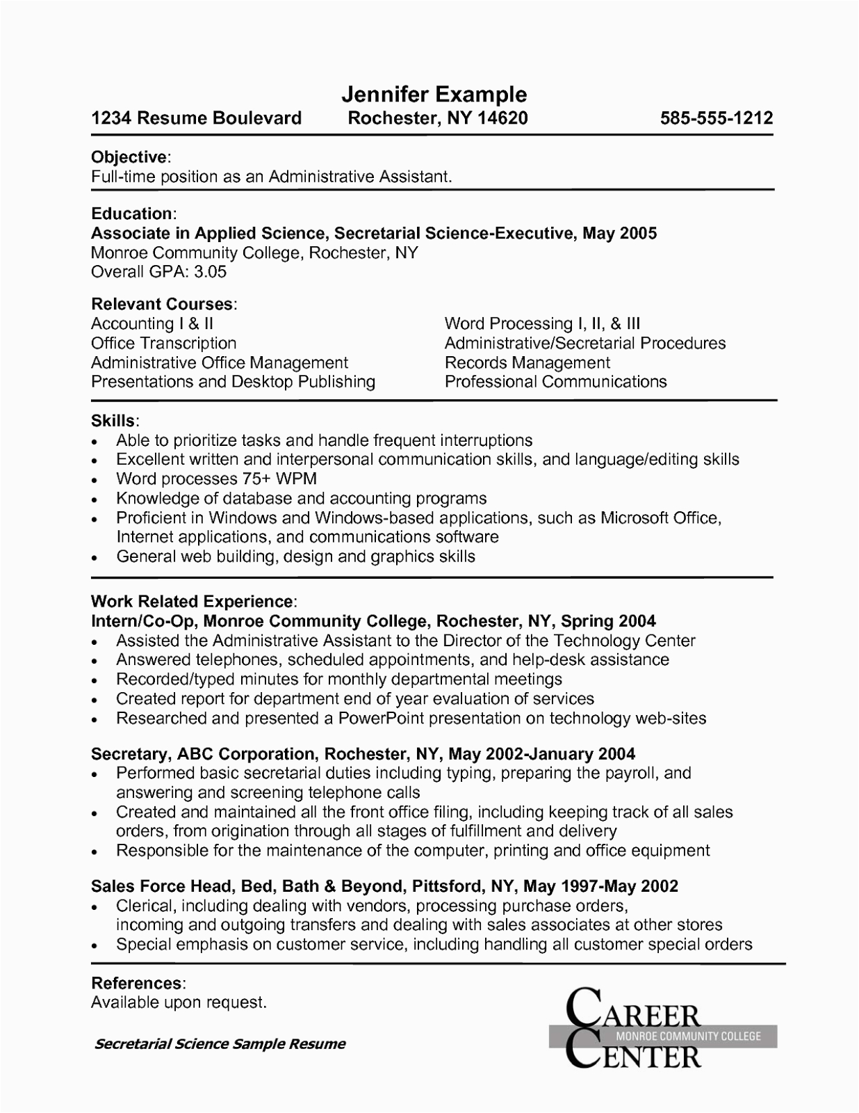 resume administrative assistant