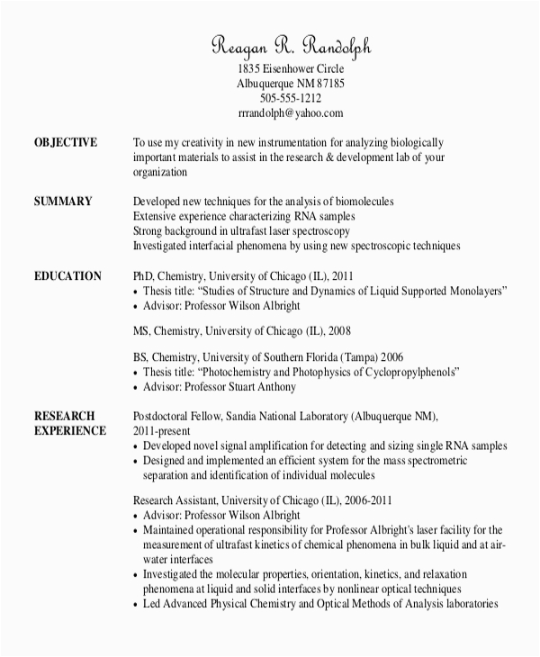 college resume example