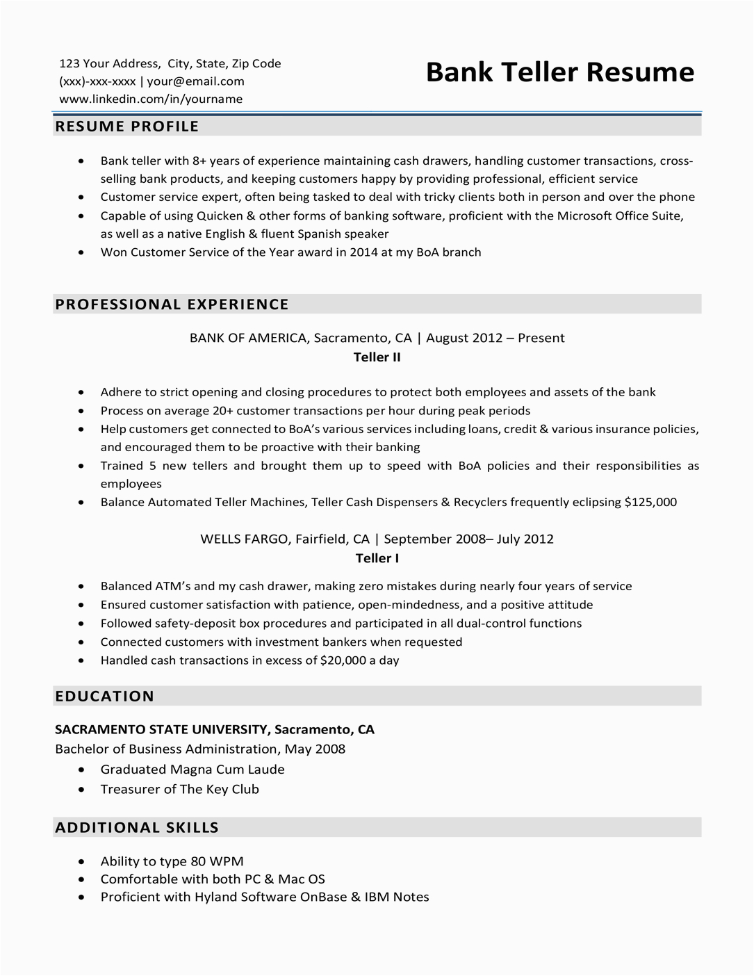 Sample Resume for Bank Teller with Experience Bank Teller Resume Sample Finder Jobs