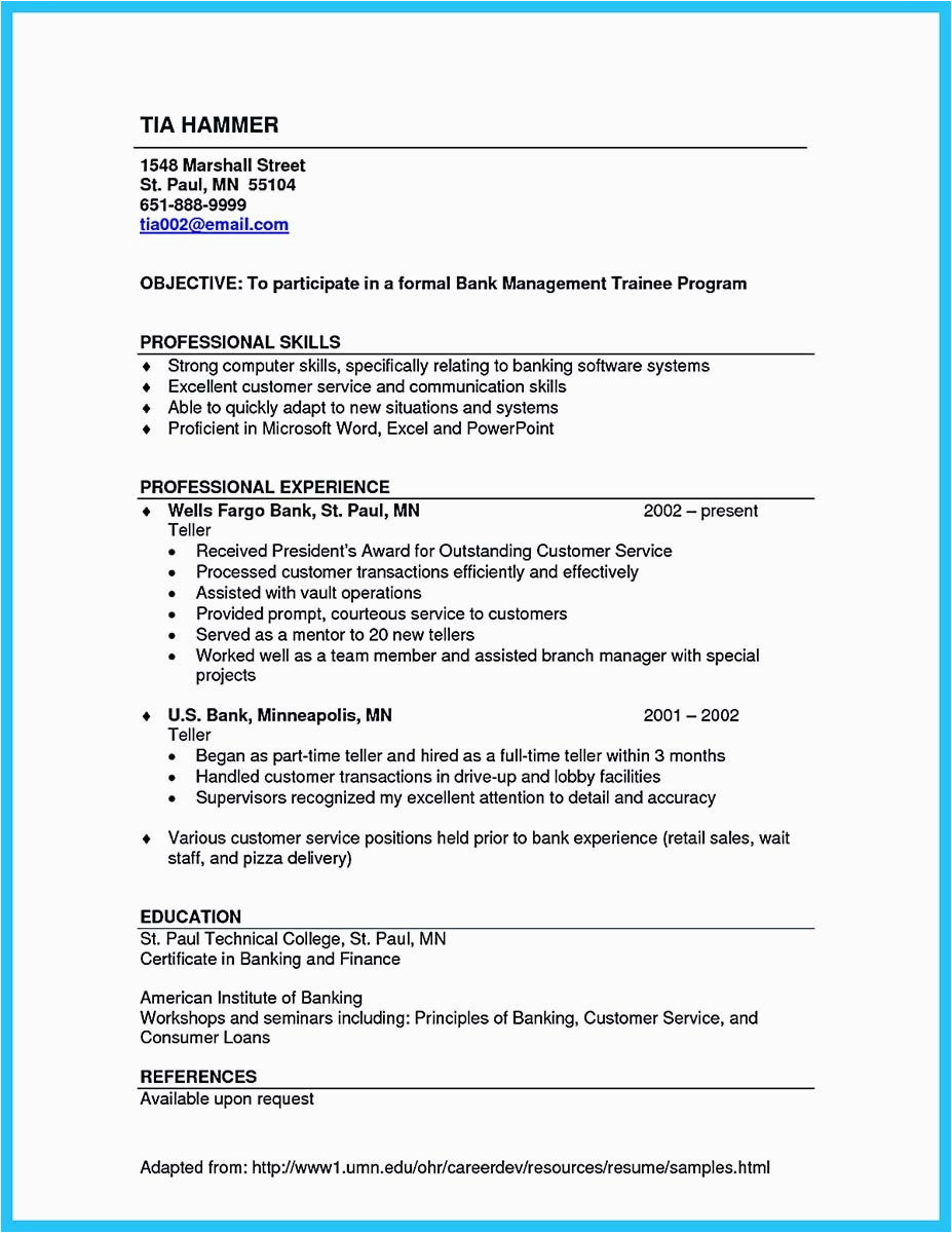 learning to write from a concise bank teller resume sample