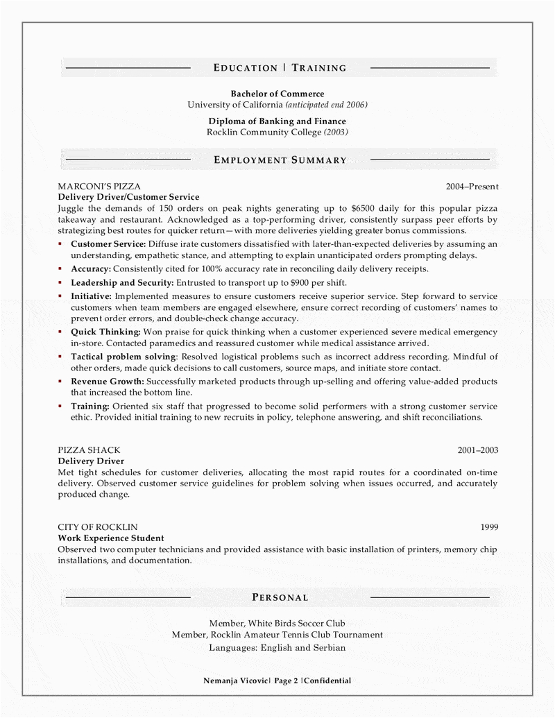 Sample Resume for Banking and Finance Fresh Graduate Management Graduate Resume