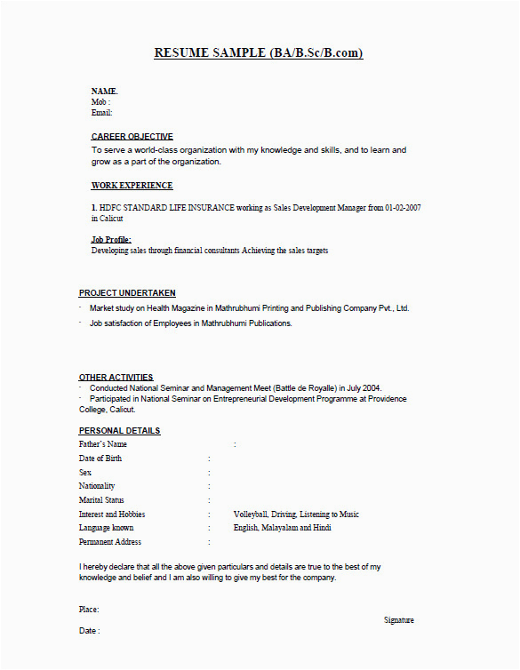 sample resume for bsc nursing fresher