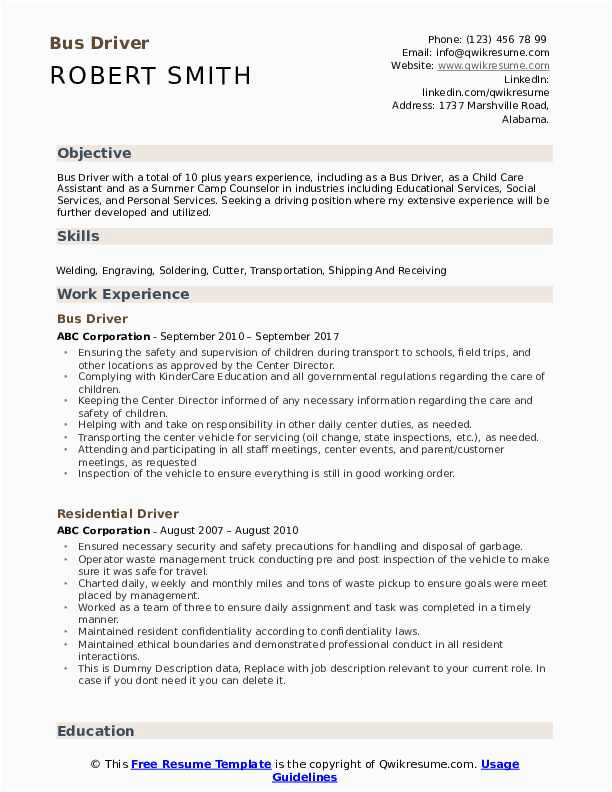 Sample Resume for Bus Driver Position Bus Driver Resume Samples
