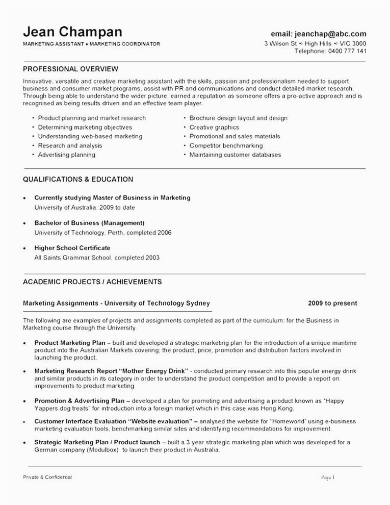 student resume template australia