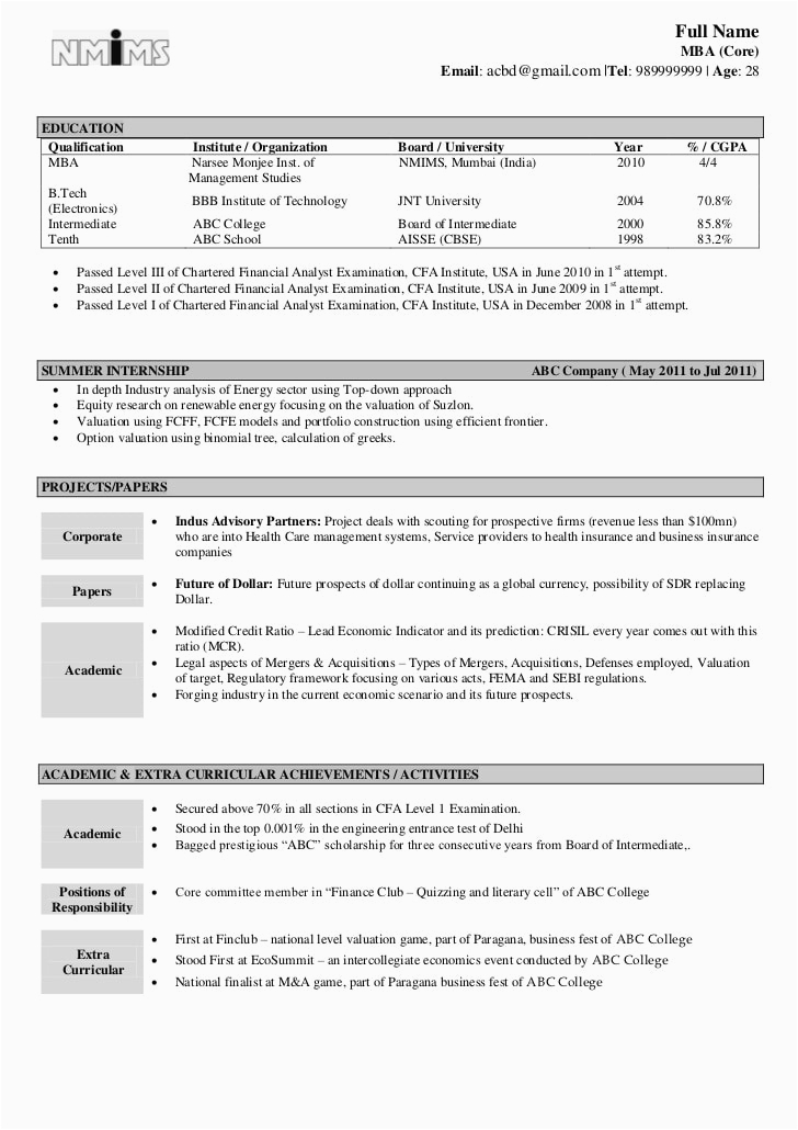 resume format for llb student
