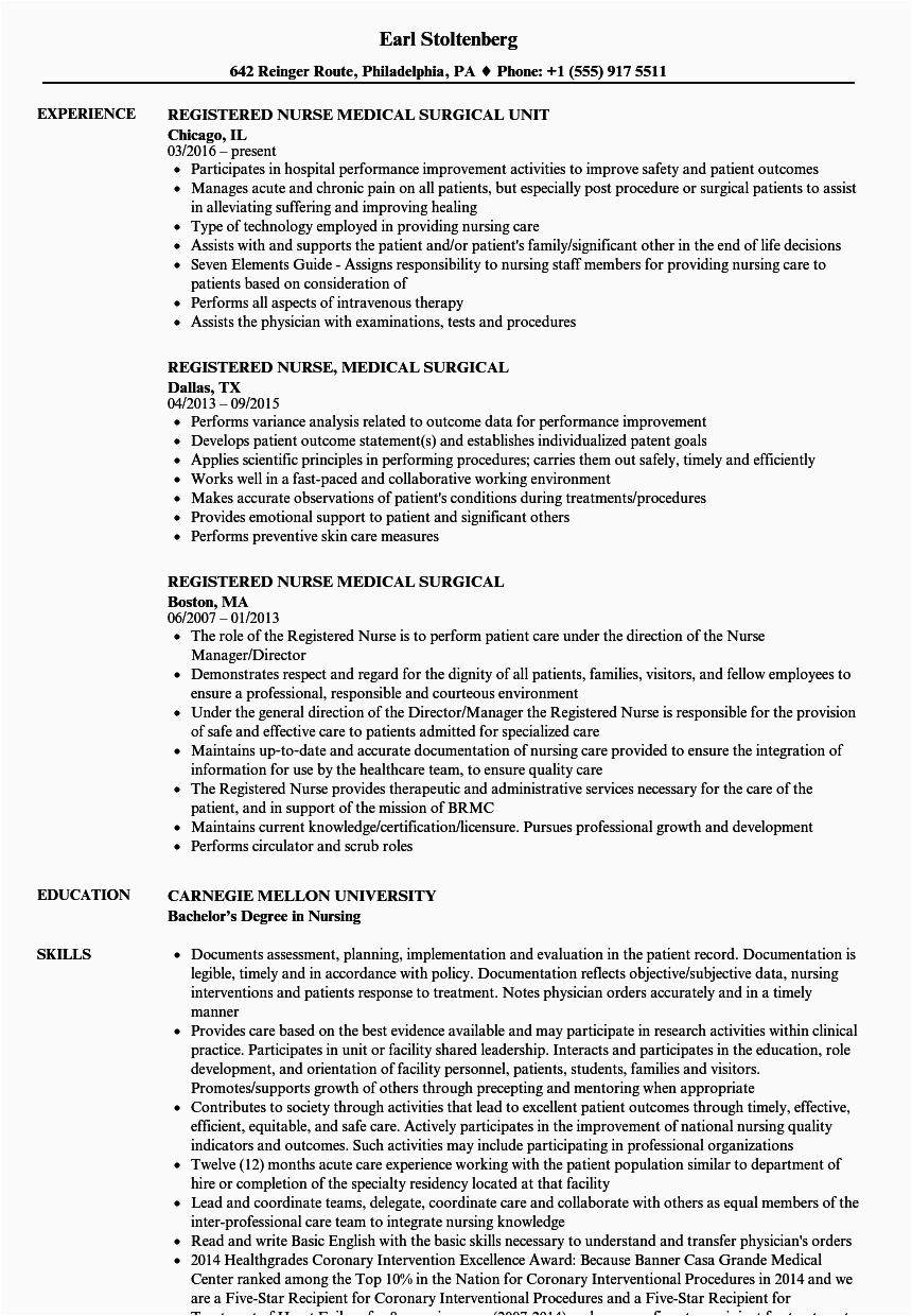 rn med surg resume