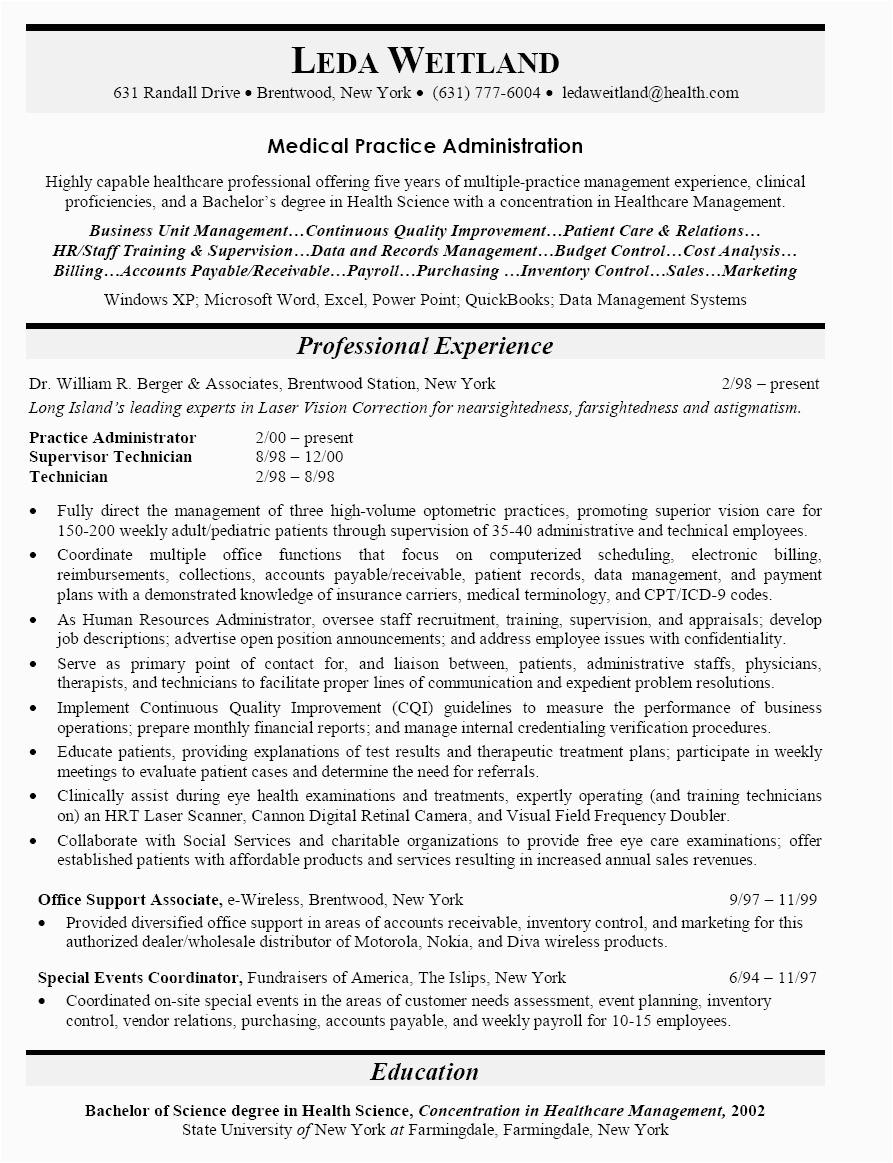 medical office administrator resume